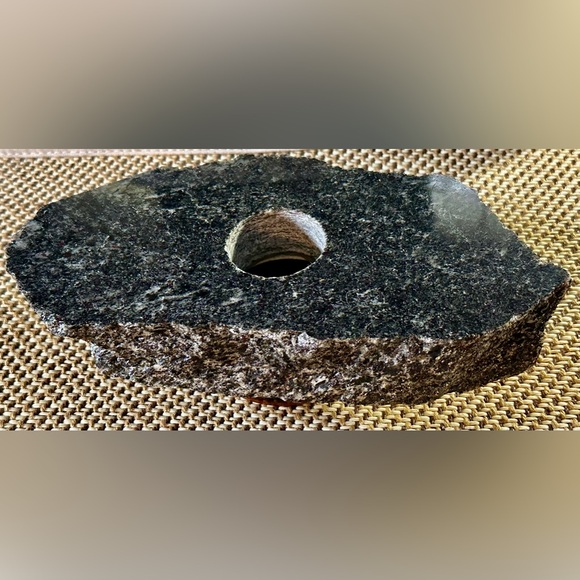 Vintage Flat Black Granite Rough Edge Organic Ikebana Japanese Bud Flower Vase - Picture 13 of 14